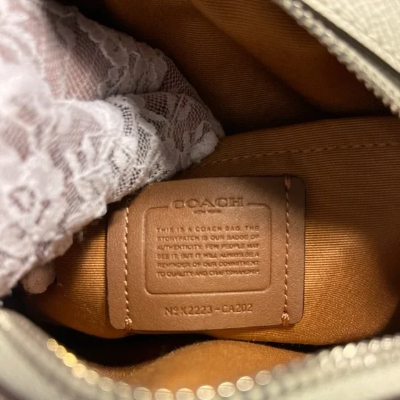 Coach Sydney Satchel Crossbody Lt. Sage Green Silver Logo Bag w/ pink cherry NWT - Picture 8 of 11